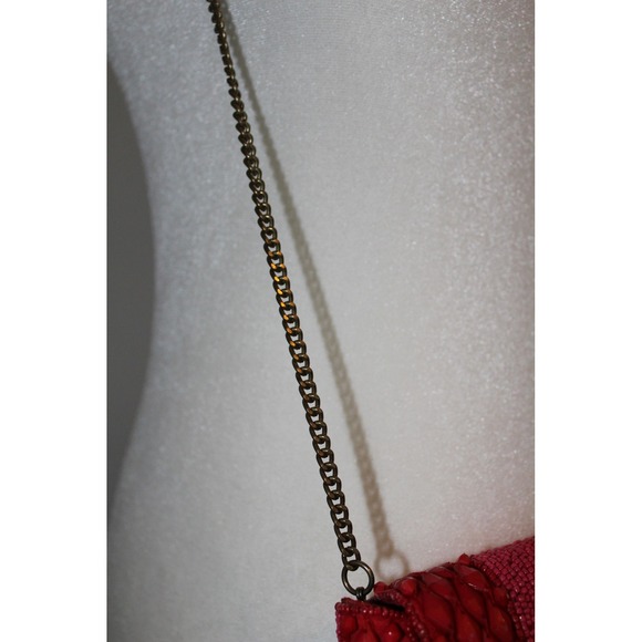 Anthropologie Beaded Striped Crossbody Bag Red Pink Chain Strap NWT - Picture 3 of 12